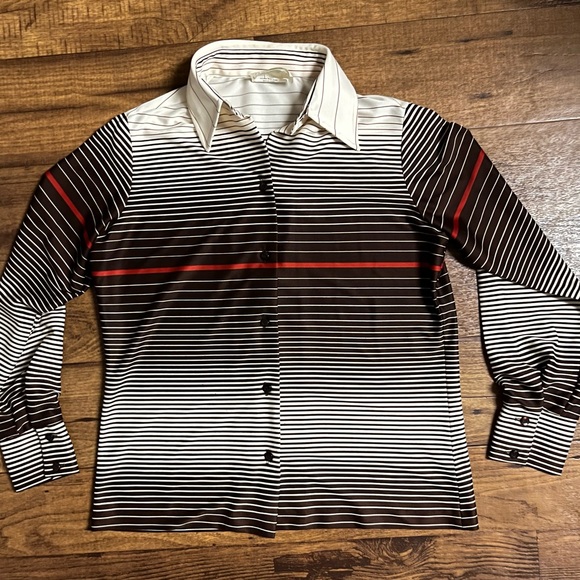 Styled by Terry Chicago • Vtg • Brown/White • Striped • Women • Large • Blouse - Picture 16 of 16